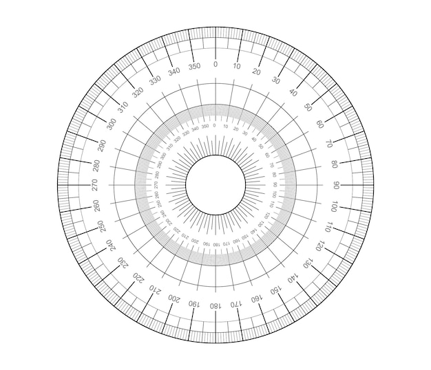 Измерительный круг изолированный Контур Угол измерения градуса окружности