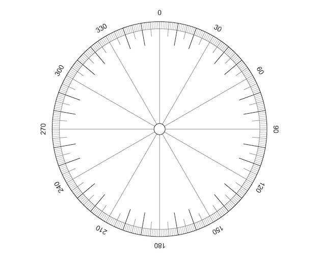 Free vector measuring circle with degrees marked template