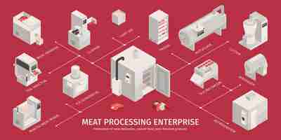 Free vector meat production infographics