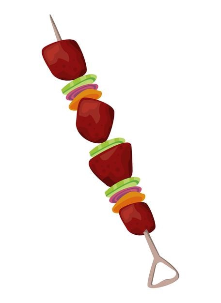 Free vector meat skewer grill food icon