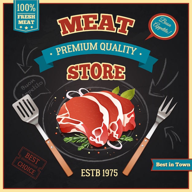 Vettore gratuito poster di meat store