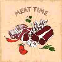 Free vector meat time hand drawn design