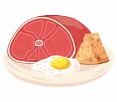 Free vector meat with cheese and egg fried