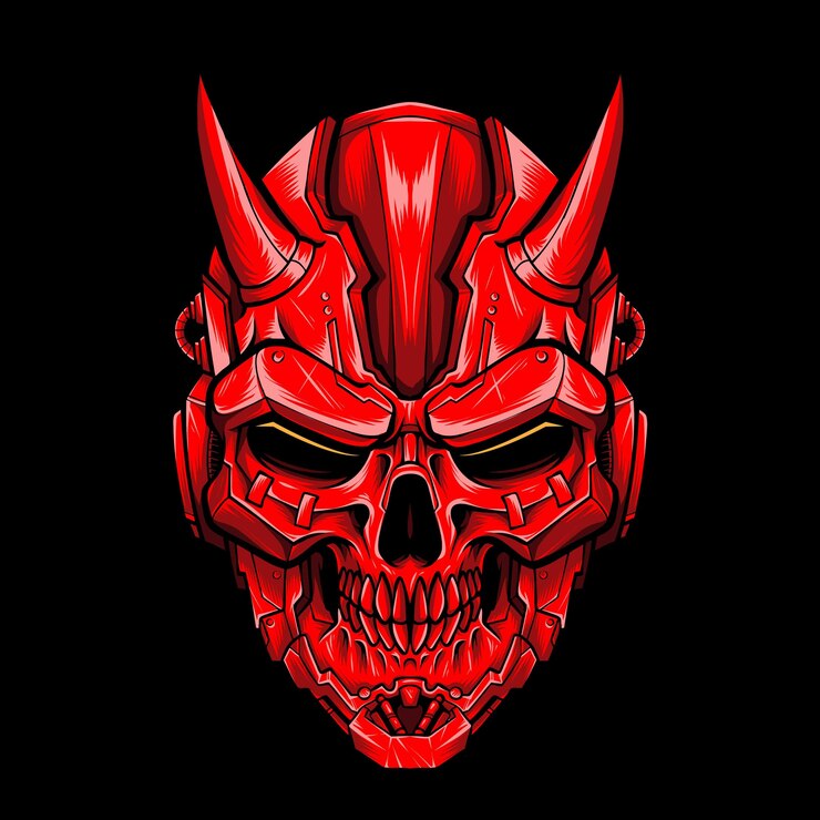 Free Vector mecha devil skull vector logo