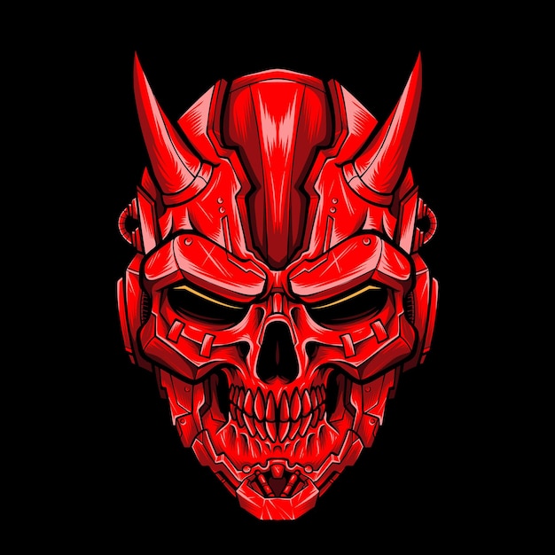 メカ悪魔の頭蓋骨のベクトルのロゴ