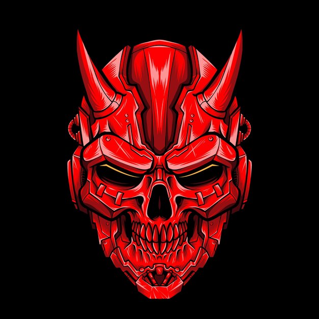 Mecha devil skull vector logo