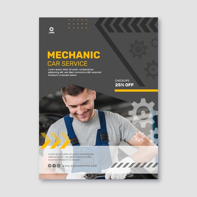 Mechanic car service poster template