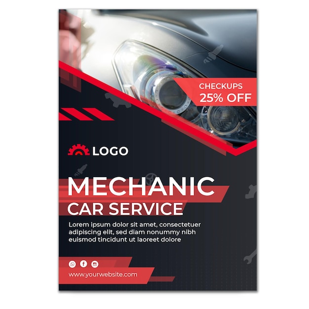 Free vector mechanic car service poster template