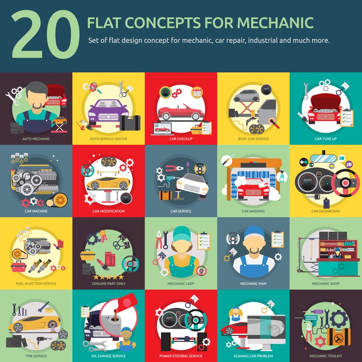Free Vector mechanic designs collection