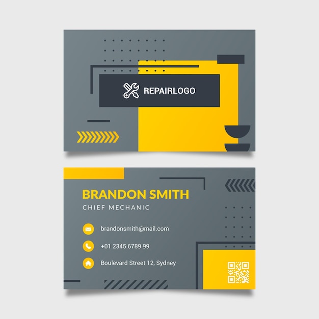 Free vector mechanic double-sided business card