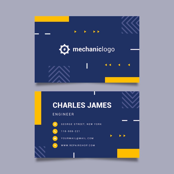 Free Vector mechanic double-sided business card