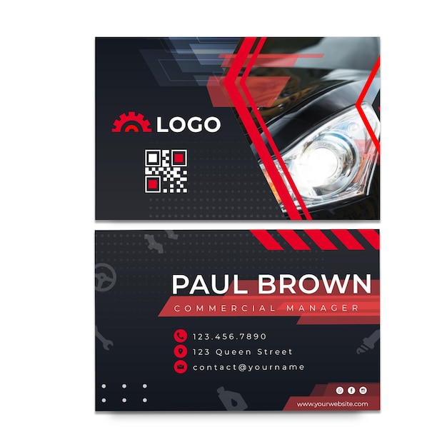 Mechanic double-sided horizontal business card