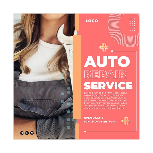 Free vector mechanic flyer square concept