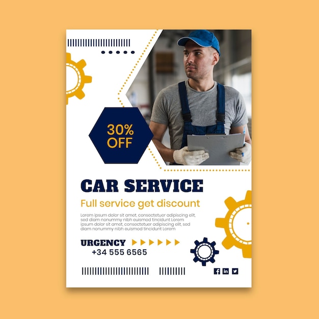 Mechanic flyer template with photo