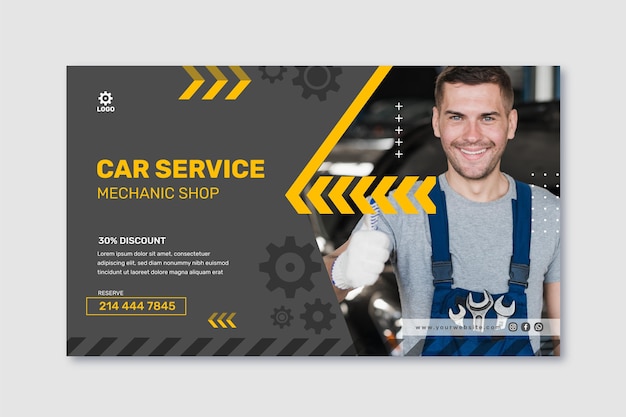 Mechanic horizontal banner template