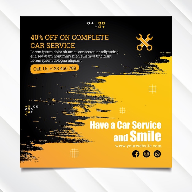 Free vector mechanic hub square flyer template