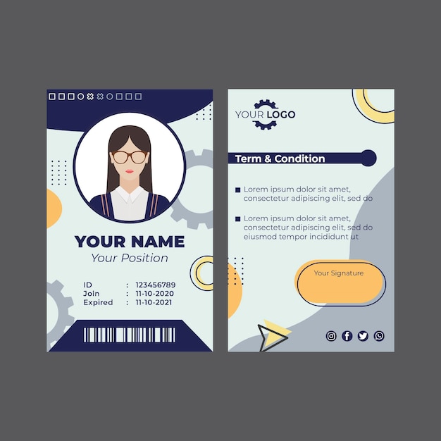 Free vector mechanic id card template