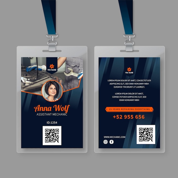 Mechanic id card template