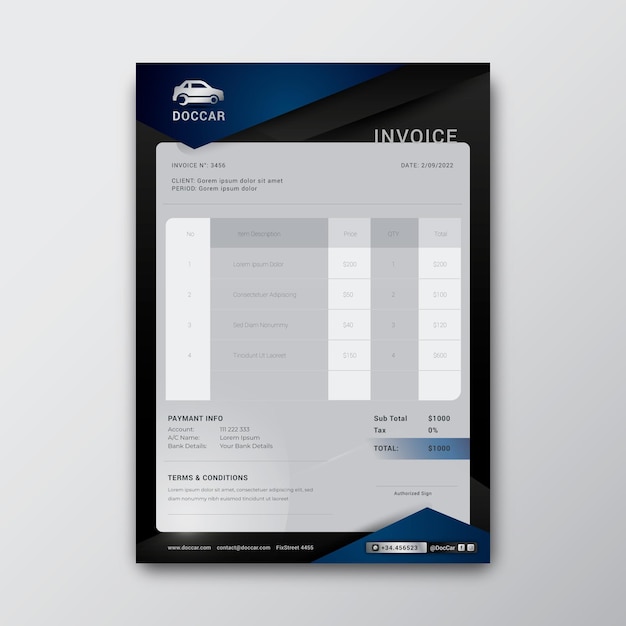 Mechanic invoice template