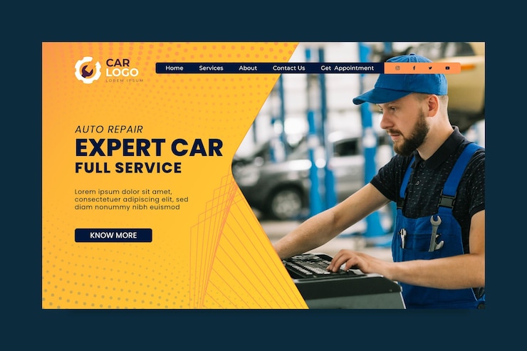 मुफ़्त वेक्टर mechanic landing page template