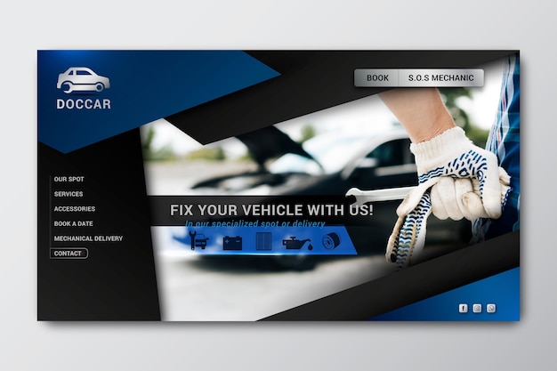 Free vector mechanic landing page template