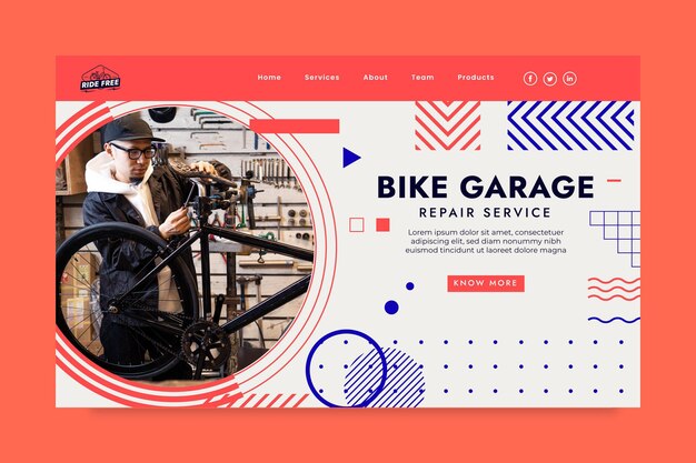 Free vector mechanic landing page template