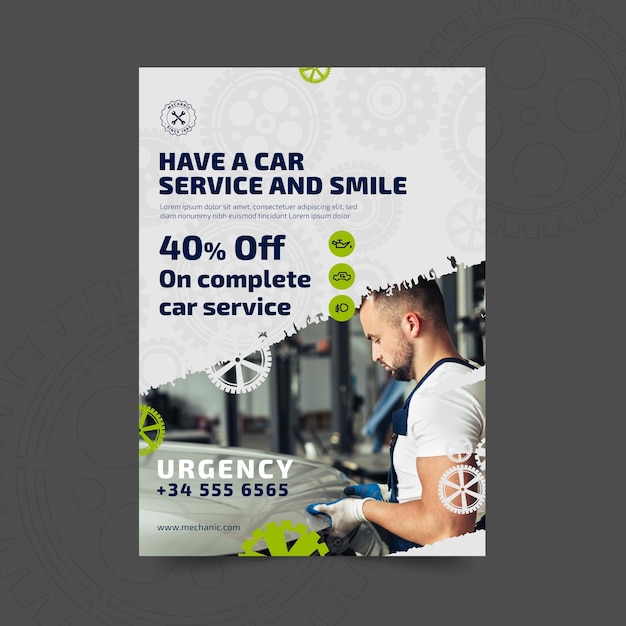 Free vector mechanic and service flyer template