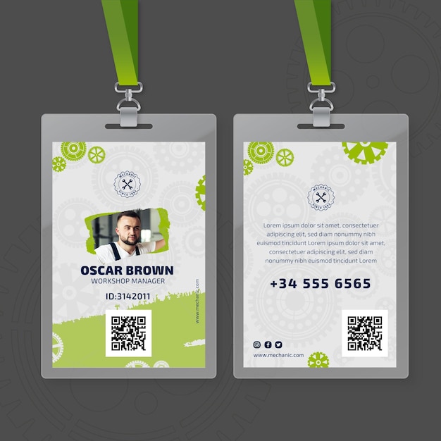 Mechanic and service id card template