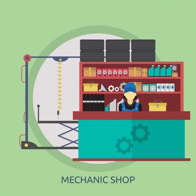 무료 Vector 정비사 상점 배경 디자인