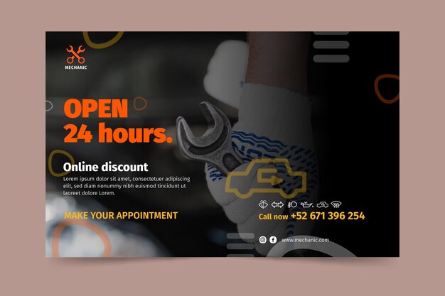 Mechanic shop banner template