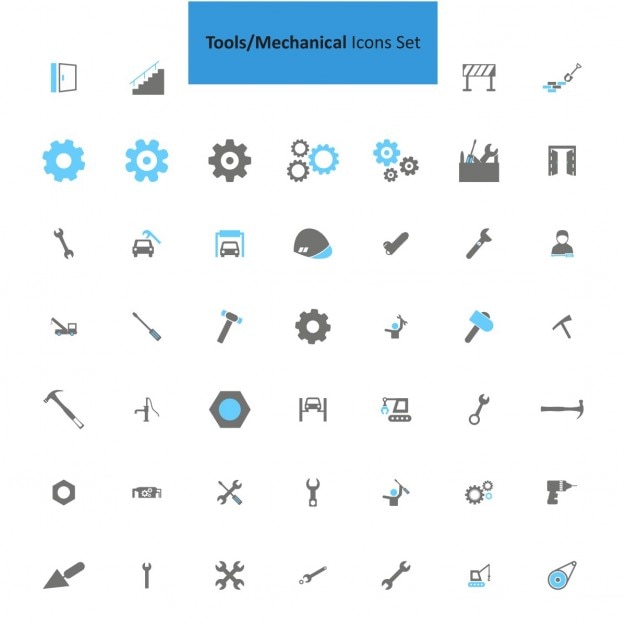 Бесплатное векторное изображение Инструменты механический набор иконок