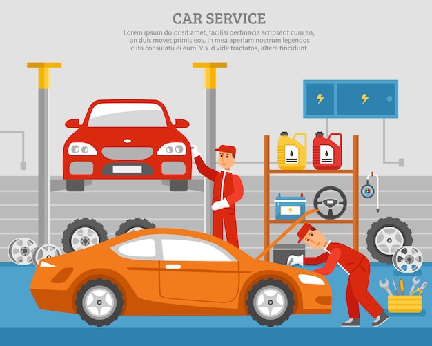 Free vector mechanical services of car