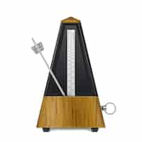 Free vector mechanical wooden swinging metronome in retro style isolated on white  realistic