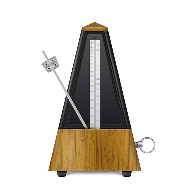 Free Vector mechanical wooden swinging metronome in retro style isolated on white  realistic