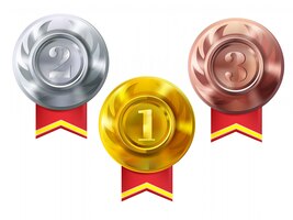 Free vector medals gold, silver and bronze illustration of champion awards for first