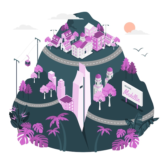 Free vector medellin  concept illustration