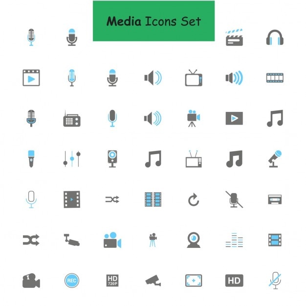 Vettore gratuito black and blue media icons set