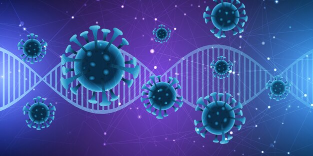 Медицинское образование с ДНК-нитью и абстрактными вирусными клетками