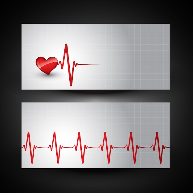 Free vector medical banner with heart beat illustration