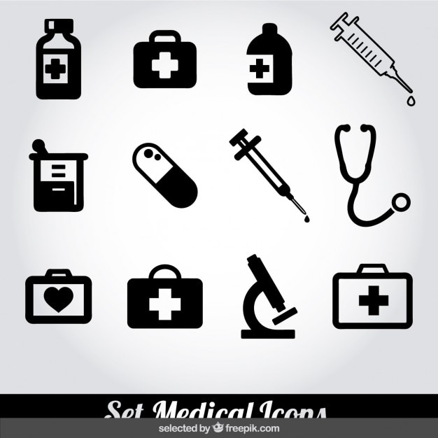 Free vector medical black and white icons collection