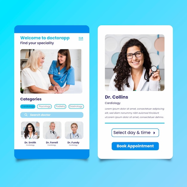 Free vector medical booking app concept