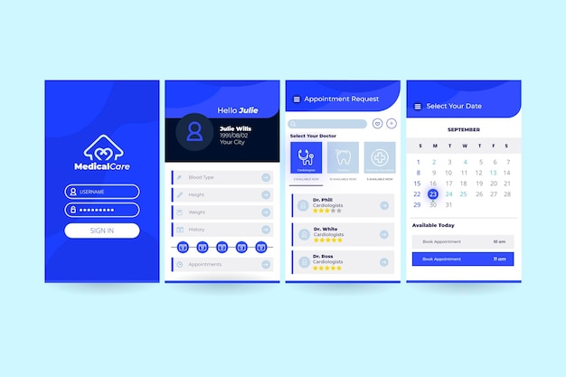 Free vector medical booking app concept