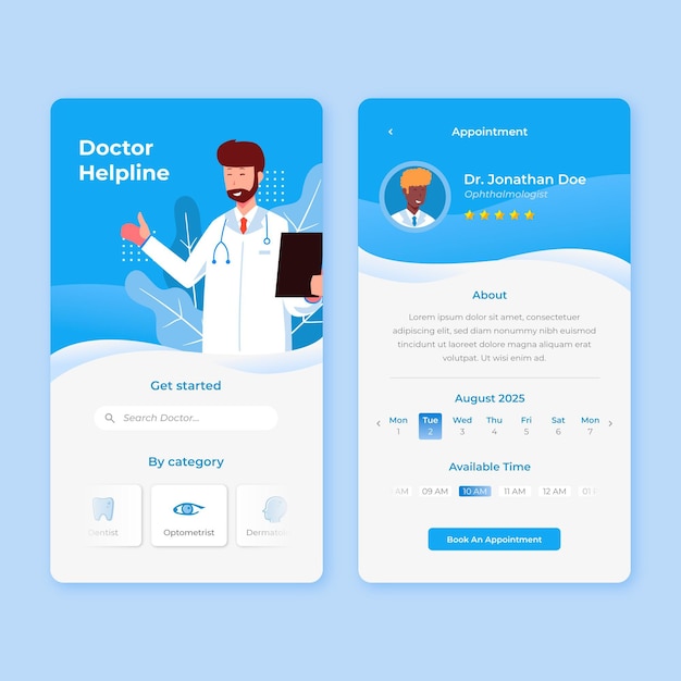 Medical booking app concept