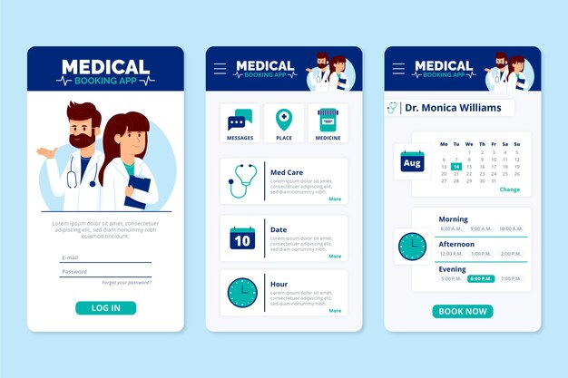 Medical booking app concept