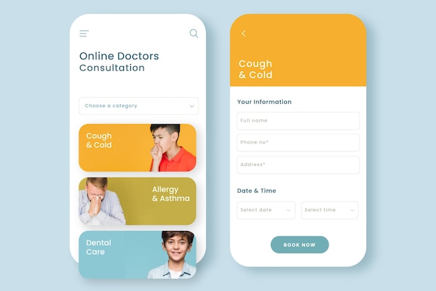 Medical booking app interface