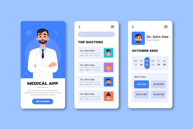 Free vector medical booking app theme