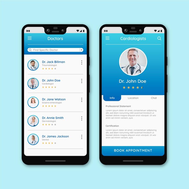 Medical booking app with photo