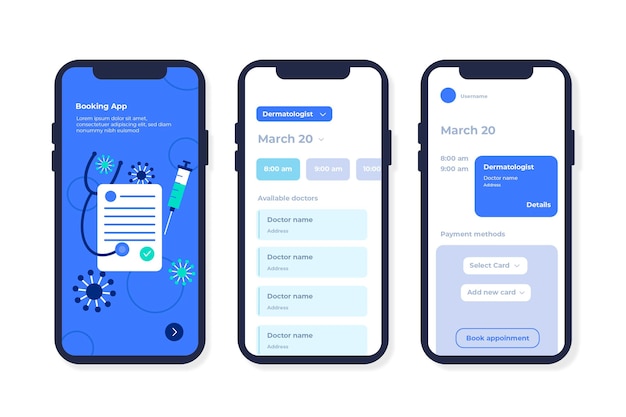 Vettore gratuito app di prenotazione medica