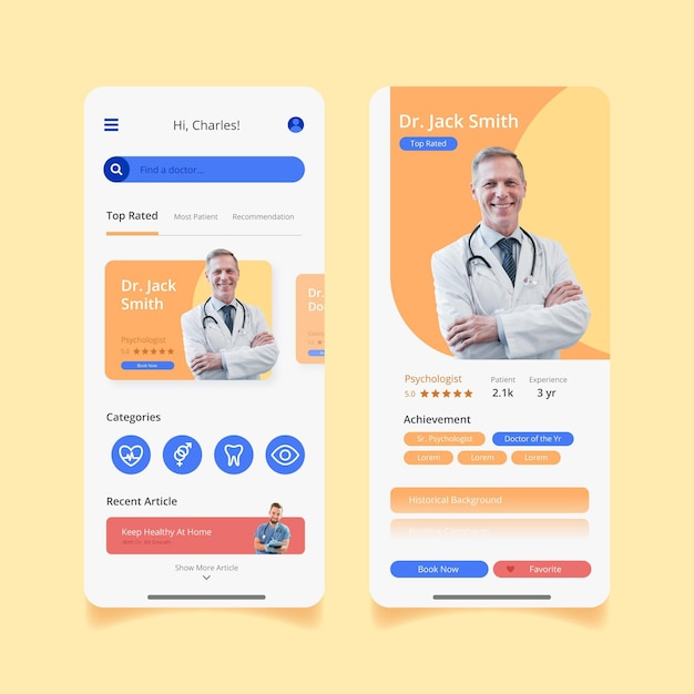 Free vector medical booking app