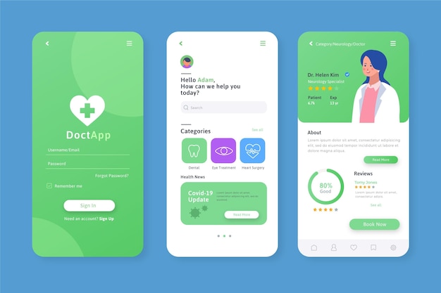 Free vector medical booking app